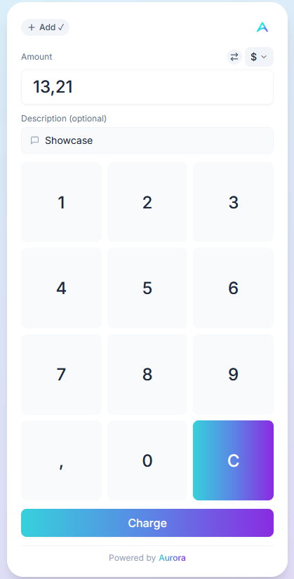 Aurora WebPOS Screenshot